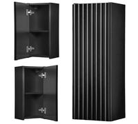 [en.casa] Armario de Pared para Baño Newport Mueble de Baño con Compartimento Cerrado con 1 Estante Diseño Ranurado 57 x 20 x 19 cm - Negro