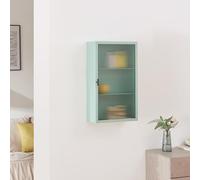 [en.casa] Armario de Pared Zundert Mueble Baño con 1 Puerta de Vidrio Acanalado Mueble Auxiliar de Cocina con 3 Compartimentos Cerrados Acero 60 x 35 x15 cm - Verde Menta
