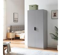 [en.casa] Armario Dormitorio Eiselfing Armario Ropero Clóset con 2 Puertas 1 Perchero 1 Compartimento Inferior para Dormitorio Vestidor MDF 176 x 80 x 52 cm - Gris