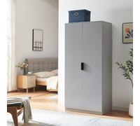 Armario ropero eiselfing (2 puertas 1 perchero 4 compartimentos) mdf 176x80x52 cm - gris [en.casa]