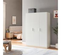 [en.casa] Armario Dormitorio Eiselfing Armario Ropero Clóset con 3 Puertas 1 Perchero 4 Compartimentos para Dormitorio Vestidor MDF 176 x 120 x 52 cm - Blanco