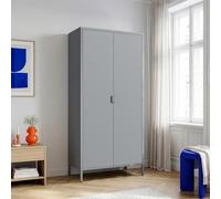 [en.casa] Armario Dormitorio Esteli con 2 Puertas 2 Percheros 4 Estantes Regulables Armario Ropero Clóset para Dormitorio Vestidor Acero 170 x 80 x 45 cm - Gris