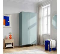 [en.casa] Armario Dormitorio Esteli con 2 Puertas 2 Percheros 4 Estantes Regulables Armario Ropero Clóset para Dormitorio Vestidor Acero 170 x 80 x 45 cm - Verde Menta