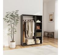 [en.casa] Armario Dormitorio Nesbyen con Barra 126x90x30 cm Antracita | Organizador armario para dormitorio oficina vestidor entrada, armario ropero, Perchero burro ropa 4 estantes, diseño abierto