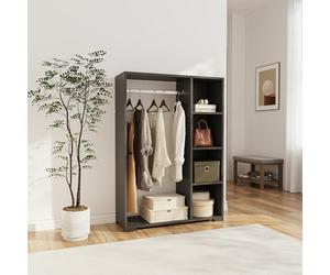 [en.casa] Armario Dormitorio Nesbyen con Barra 126x90x30 cm Antracita | Organizador armario para dormitorio oficina vestidor entrada, armario ropero, Perchero burro ropa 4 estantes, diseño abierto