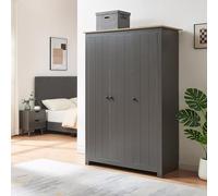 [en.casa] Armario Dormitorio Vasand con 3 Puertas 2 Percheros 3 Compartimentos Cerrados Armario Ropero Clóset para Dormitorio Vestidor Aglomerado 175 x 120 x 52 cm - Gris/Roble