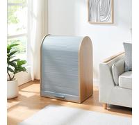 [en.casa] Armario Kavlinge Aparador Mueble de Almacnaje con Puerta de Persiana Enrollable y 1 Estante Interior Multiusos Ahorra Espacio MDF Bambú 80 x 60 x 40 cm - Natural y Gris