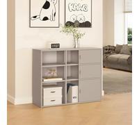 [en.casa]. Armario Kliri Mueble Archivador para Oficina Multiusos Archivador Verticales con 9 Compartimentos 3 Puertas Almacenamiento Archivos Acero100 x 32 x 81 cm - Color Camel