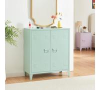[en.casa] Armario Metálico de Oficina con Cerraduras Magnéticas Mueble Organizador con Estante Regulable Ventilación Óptima Acero 90 x 80 x 33 cm - Verde Pastel
