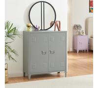 [en.casa] Armario Metálico de Oficina con Cerraduras Magnéticas Mueble Organizador con Estante Regulable Ventilación Óptima Acero 90 x 80 x 33 cm - Gris Oscuro