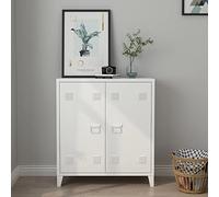 [en.casa] Armario Metálico de Oficina con Cerraduras Magnéticas Mueble Organizador con Estante Regulable Ventilación Óptima Acero 90 x 80 x 33 cm Blanco