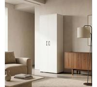 [en.casa] Armario Multiusos con 2 Puertas escobero 175x60x35cm Blanco | Armario alto ropero Muble de baño estantes 3+1 compartimentos para cocina dormitorio pasillo