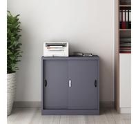 [en.casa] Armario Oficina con Estante Regulable Archivador Metálico Inc. 2 Llaves para Despacho Estudio Garaje Acero 90 x 40 x 90 cm - Gris Oscuro