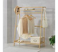 [en.casa] Armario para Ropa Clóset con 2 Estantes 2 Ganchos para Zapatos Bolsos Sombreros 1 Barra de Colgar Perchero Burro de Bambú Práctico 139 x 100 x 40 cm Natural