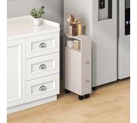 [en.casa] Armario Rodante Delgado Broreynna con Cajones y 1 Compartimento Abierto Carrito Auxiliar con Ruedas Mueble Baño de 3 Niveles Carro de Almacenamiento Cocina 66 x 15 x 33 cm - Color Arena