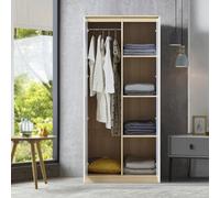 [en.casa] Armario Ropero Bastheim Práctico Armario Dormitorio con 2 Puertas 1 Perchero 4 Compartimentos Fácil de Limpiar MDF 176 x 80 x 52 cm - Efecto Roble y Puertas Blancas