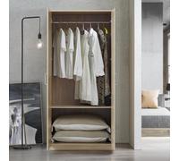 Armario ropero bodolz (2 puertas 1 perchero 1 compartimento) mdf 176 x 80 x 52 cm - efecto roble sonoma [en.casa]