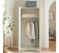 [en.casa] Armario Ropero Finning para Vestidor Dormitorio Guardarropa Armario de Dormitorio con 2 Puertas 1 Perchero 1 Compartimento Inferior 176 x 80 x 52 cm - Blanco