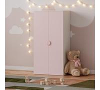 [en.casa] Armario Ropero Infantil Sandnes Armario Infantil para Ropa con Barra Colgante y 2 Puertas con Tiradores 123 x 60 x 40 cm - Blanco/Rosa