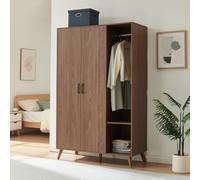 [en.casa] Armario ropero Norg 2 Puertas 5 estantes 191x120x52cm Nogal