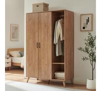 Armario norg 2 puertas 2 barras 5 compartimentos 191x120x52 cm efecto roble [en.casa]