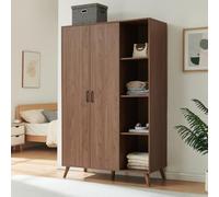[en.casa] Armario ropero Norg 2 Puertas 8 estantes 191x120x52cm - Nogal
