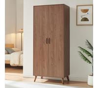 [en.casa] Armario ropero Norg 2 Puertas Estante 191x80x52 cm Efecto Nogal