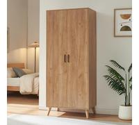 [en.casa] Armario ropero Norg 2 Puertas Estante 191x80x52 cm Efecto Roble