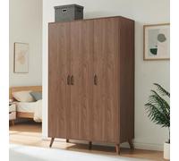 [en.casa] Armario ropero Norg 3 Puertas 4 estantes 191x120x52cm - Nogal