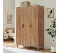 [en.casa] Armario ropero Norg 3 Puertas 4 estantes 191x120x52cm - Roble