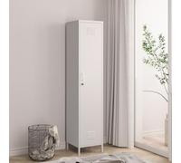 [en.casa] Armario Ropero Seinäjoki Guardarropa Armario Metálico de Oficina con 1 Puerta y 2 Estantes para Taller Vestuario Acero 180 x 38 x 38 cm - Blanco