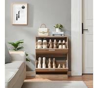 [en.casa] Armario Zapatero Sykkylven Organizador de Zapatos con 2 Puertas para 12 Pares Mueble Zapatero Estrecho para Entrada Recibidor 81 x 63 x 24 cm - Roble Sonoma