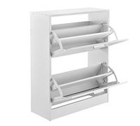 [en.casa] Armario Zapatero Sykkylven Organizador de Zapatos con 2 Puertas para 12 Pares Mueble Zapatero Estrecho para Entrada Recibidor 81 x 63 x 24 cm - Blanco