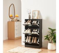 [en.casa] Armario Zapatero Sykkylven Organizador de Zapatos con 3 Puertas para 12 Pares Mueble Zapatero para Entrada Pasillo 103 x 60 x 24 cm - Negro