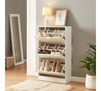 [en.casa] Armario Zapatero Sykkylven Organizador de Zapatos con 3 Puertas para 12 Pares Mueble Zapatero Estrecho para Entrada Recibidor 103 x 60 x 24 cm - Blanco