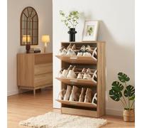 [en.casa] Armario Zapatero Sykkylven Organizador de Zapatos con 3 Puertas para 12 Pares Mueble Zapatero Estrecho para Entrada Recibidor 103 x 60 x 24 cm - Roble Sonoma