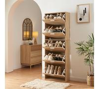 [en.casa] Armario Zapatero Sykkylven Organizador de Zapatos con 5 Puertas para 20 Pares Mueble Zapatero Estrecho para Entrada Recibidor 169 x 60 x 24 cm - Roble Sonoma