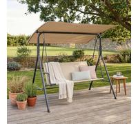 [en.casa] Balancín de Jardín Satten para 3 Personas Columpio para Exterior de 3 Plazas con Toldo Terraza Balcón Patio Resistente al UV y Agua 173 x 119 x 153 cm Acero - Verde Claro/Beige