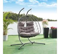 Silla colgante skense 2 plazas con soporte y cojín 198x156x98cm - gris [en.casa] 95 cm