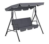 [en.casa] Balancín Relax para Exteriores de 3 plazas 172 x 112 x 152 cm Coumpio con Respaldo de Jardín Hamaca con Techo Parasol para Terraza hasta 270 kg Gris Oscuro