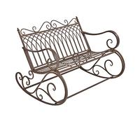 [en.casa] Banco Balancín para Jardín Greenough 85 x 113 x 95 cm para 2 Personas Vintage Asiento Mecedora Mueble Exterior Robusto de Metal Marrón