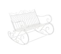[en.casa] Banco Balancín para Jardín Greenough 85 x 113 x 95 cm para 2 Personas Vintage Asiento Mecedora Mueble Exterior Robusto de Metal Blanco