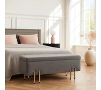 [en.casa] Banco con Almacenaje Dals Banco Tapizado con Compartimento Terciopelo Madera Patas de Metal 100 x 40 x 42 cm - Gris