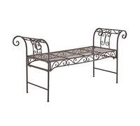 [en.casa] Banco de Jardín Cossila 70 x 147 x 46 cm Mueble para Exteriores de Metal hasta 200 kg Asiento para Terraza Balcón Vintage con Reposabrazos Marrón