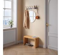 [en.casa] Banco Korjad para Entrada Dormitorio Baño Banco Pie de Cama Mueble Recibidor Asiento Adicional de 4 Patas Buena Circulación del Aire Bambú 90 x 33 x 43 cm - Natural