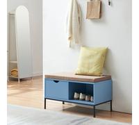 Banco zapatero colwyn 1 cajón mdf 80x40x45cm - azul /gris [en.casa] 45 cm