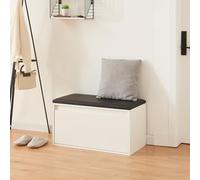[en.casa] Banco Zapatero Degerfors con Cajón Mueble Zapatero para 3 Pares de Calzado con Asiento Tapizado para Entrada Recibidor Dormitorio Aglomerado Polipiel 80 x 39 x 45 cm - Blanco/Negro