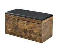 [en.casa] Banco Zapatero Degerfors con Cajón Mueble Zapatero para 3 Pares de Calzado con Asiento Tapizado para Entrada Recibidor Dormitorio Aglomerado Polipiel 80 x 39 x 45 cm - Roble Oscuro/Negro