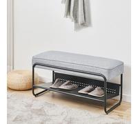 Banco zapatero lillehammer metal/textil 90x37x42cm - gris [en.casa]