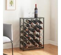 [en.casa] Botellero para 25 Botellas Estantería de Vino Diseño Moderno para Hogar Salón Despensa Mueble Auxiliar de Cocina Acero 72x53x20cm - Negro Mate